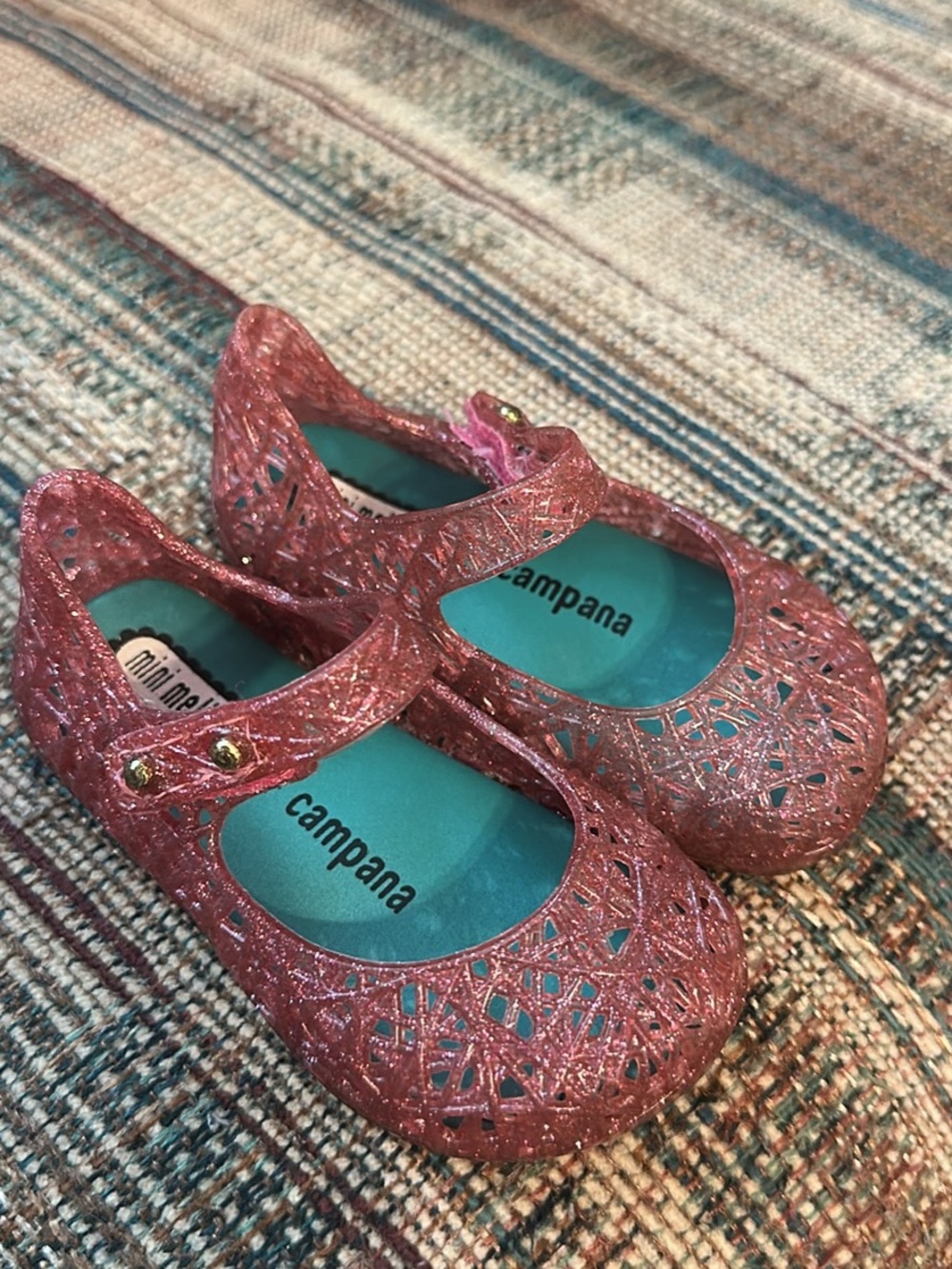 Mini Melissa Campana Glitter Rose Pink Mary Jane Flats